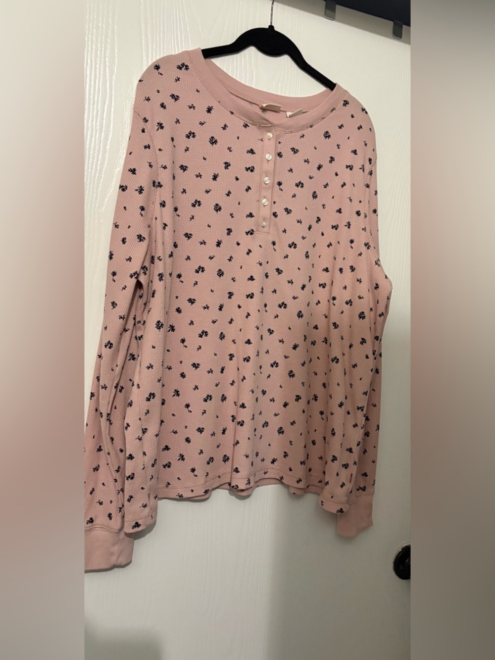 Pink Floral Henley Long Sleeve Top Tag 3X ? 2X